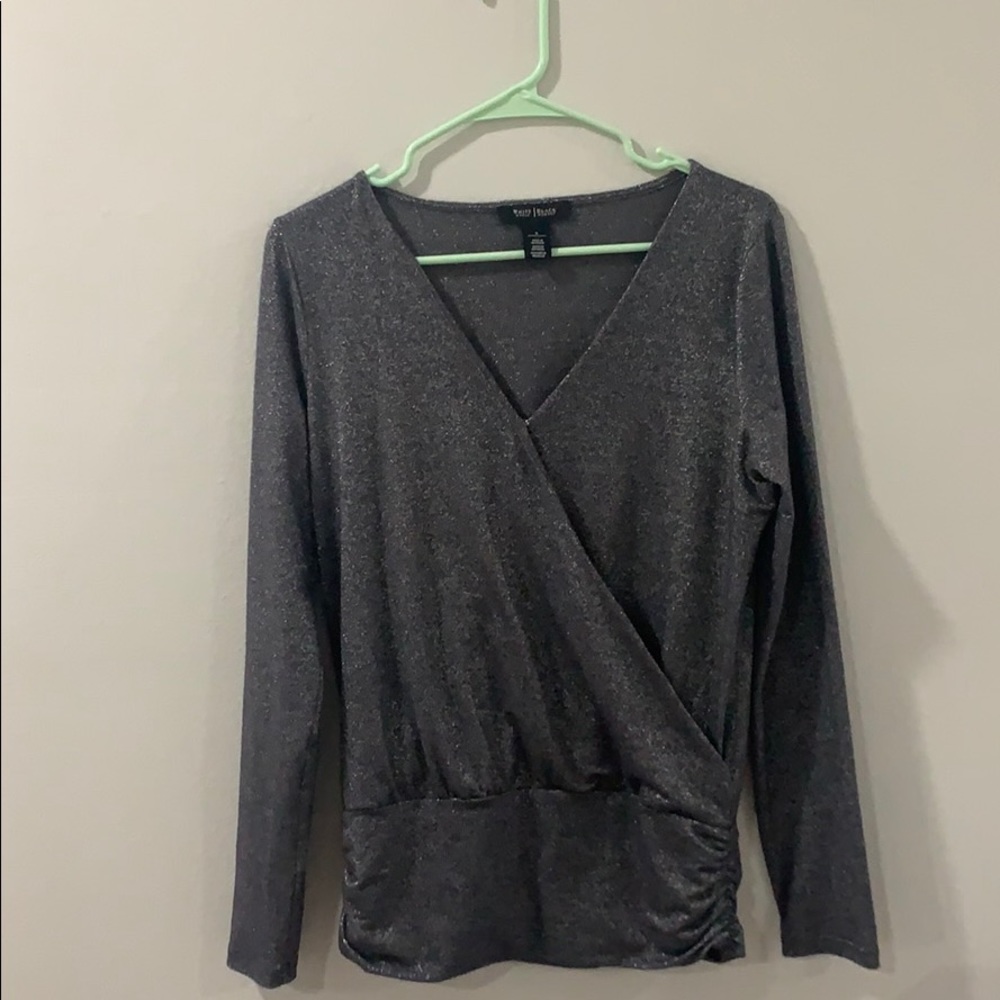 White House Black Market Black Sparkly Shirt